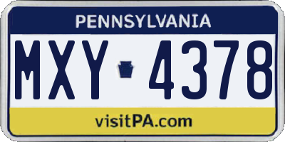 PA license plate MXY4378