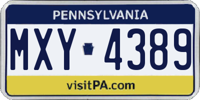 PA license plate MXY4389