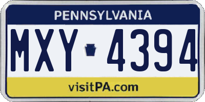 PA license plate MXY4394