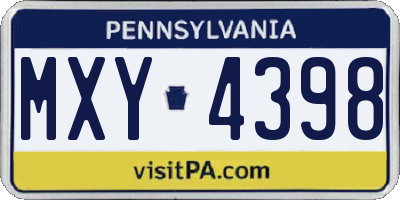 PA license plate MXY4398