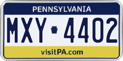 PA license plate MXY4402