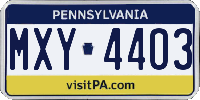 PA license plate MXY4403