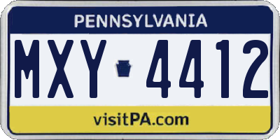 PA license plate MXY4412