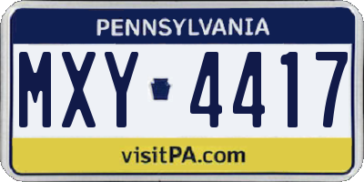 PA license plate MXY4417
