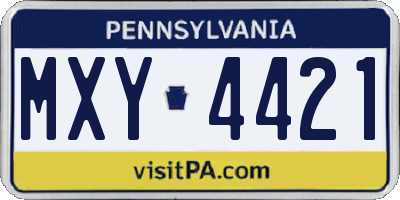 PA license plate MXY4421