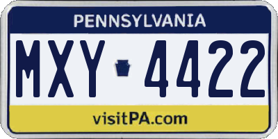 PA license plate MXY4422