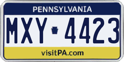PA license plate MXY4423