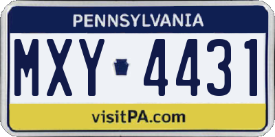 PA license plate MXY4431