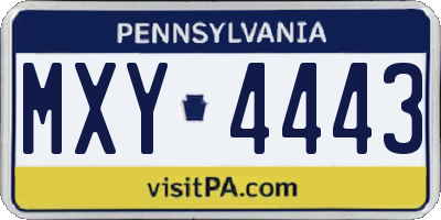 PA license plate MXY4443