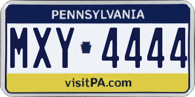 PA license plate MXY4444