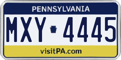 PA license plate MXY4445