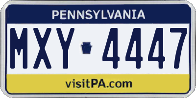 PA license plate MXY4447