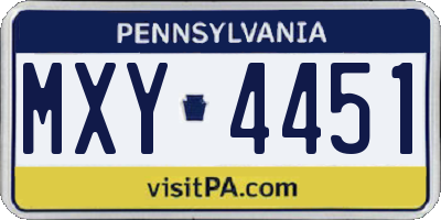PA license plate MXY4451