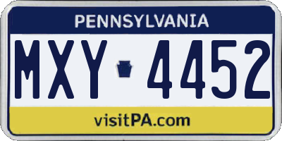 PA license plate MXY4452