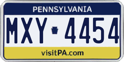 PA license plate MXY4454
