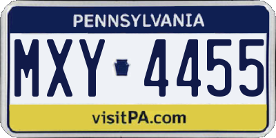 PA license plate MXY4455