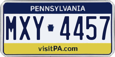 PA license plate MXY4457