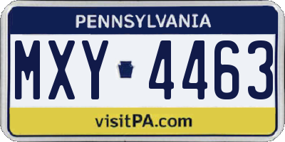 PA license plate MXY4463