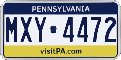 PA license plate MXY4472
