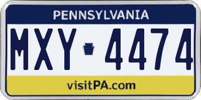 PA license plate MXY4474