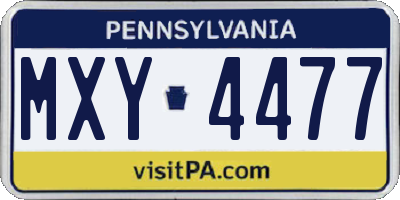 PA license plate MXY4477