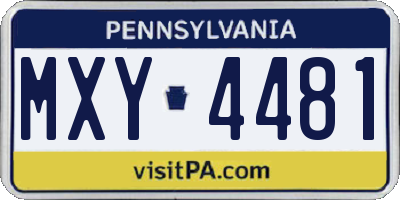 PA license plate MXY4481