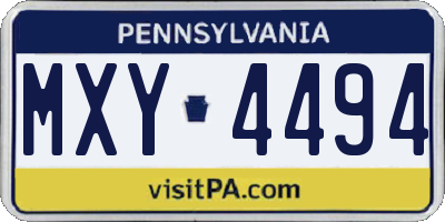 PA license plate MXY4494
