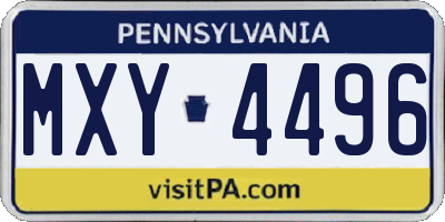 PA license plate MXY4496