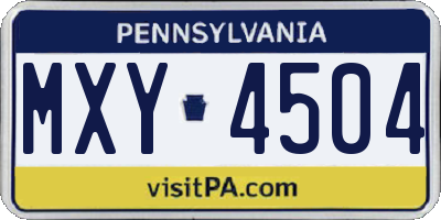 PA license plate MXY4504