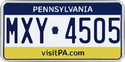 PA license plate MXY4505