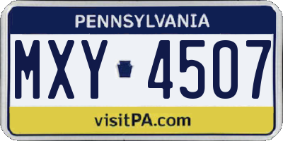 PA license plate MXY4507