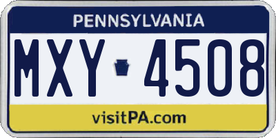 PA license plate MXY4508