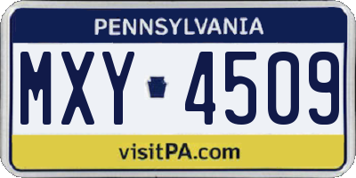 PA license plate MXY4509