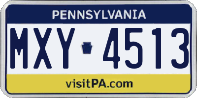 PA license plate MXY4513