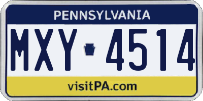 PA license plate MXY4514