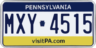 PA license plate MXY4515