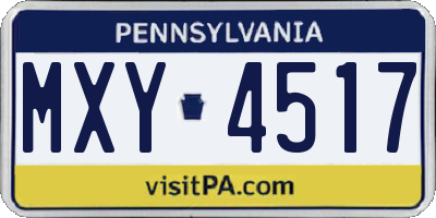 PA license plate MXY4517