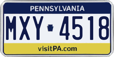 PA license plate MXY4518