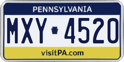 PA license plate MXY4520