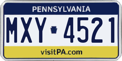 PA license plate MXY4521