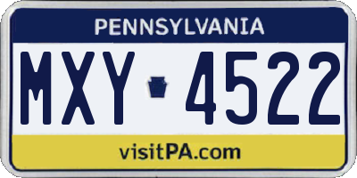 PA license plate MXY4522