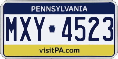 PA license plate MXY4523