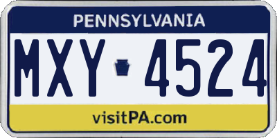 PA license plate MXY4524