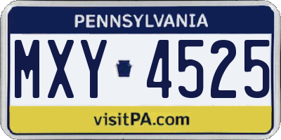 PA license plate MXY4525