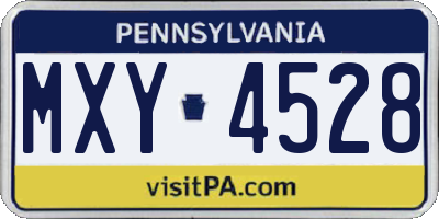PA license plate MXY4528