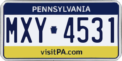 PA license plate MXY4531