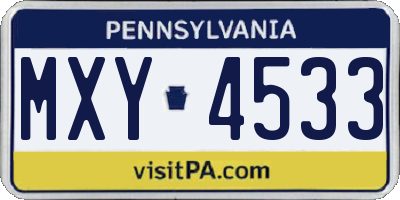 PA license plate MXY4533