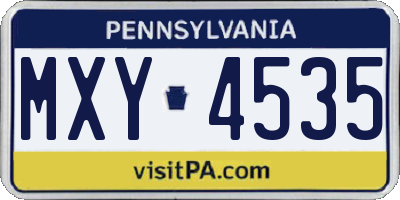 PA license plate MXY4535