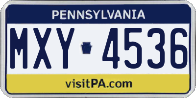 PA license plate MXY4536