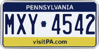 PA license plate MXY4542